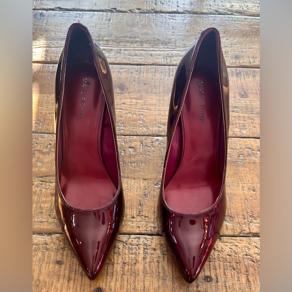 Marc Fisher Glossy Wine Patent Pointed-Toe Pumps